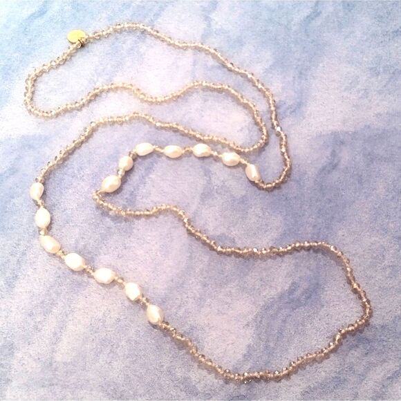 Victoria Lynn Freshwater Pearl & Crystal 40" Hand Knotted Necklace - Picture 5 of 8